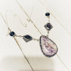 Lepidolite Amethyst Sterling Silver Necklace